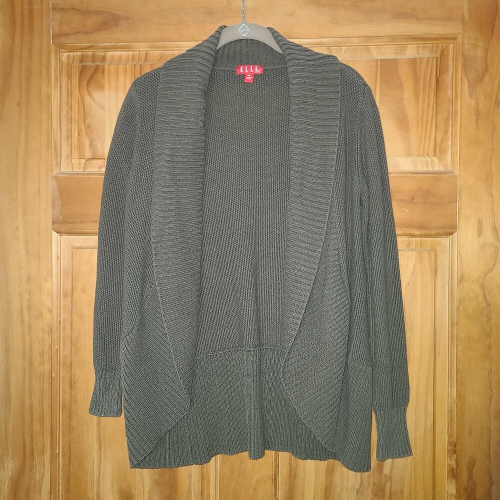 Elle Open Front Spread Collar Cardigan Sweater